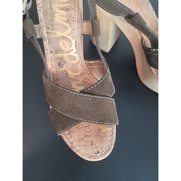 Sam Edelman Mae Moss Green Suede Wooden Platform Sandals Women’s Size 8.5 EUC - Picture 5 of 8